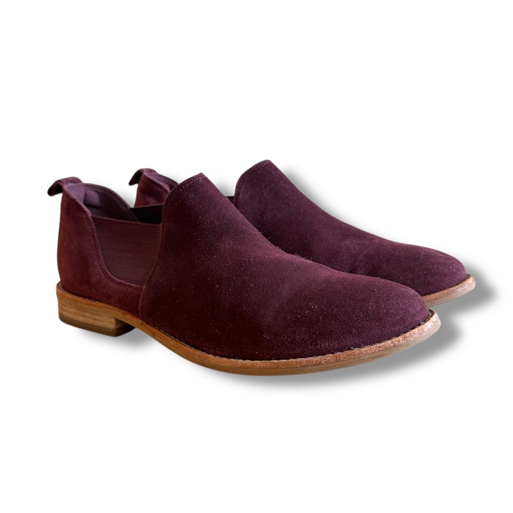 Women's Suede Slip-On Booties in Plum